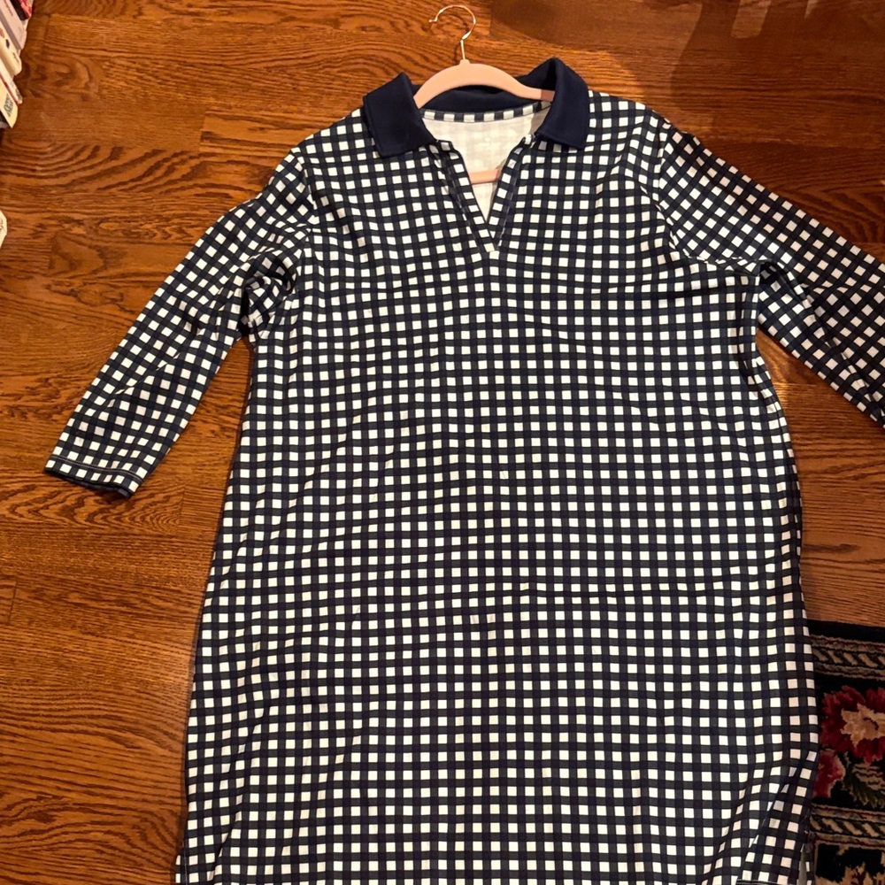 Draper James for lands end Navy and White Gingham Dress